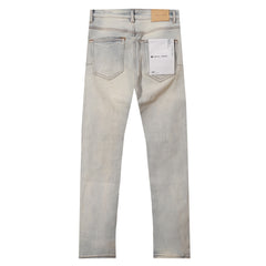 Purple‑Brand Bleach Wash Embossed Monogram Straight Jeans