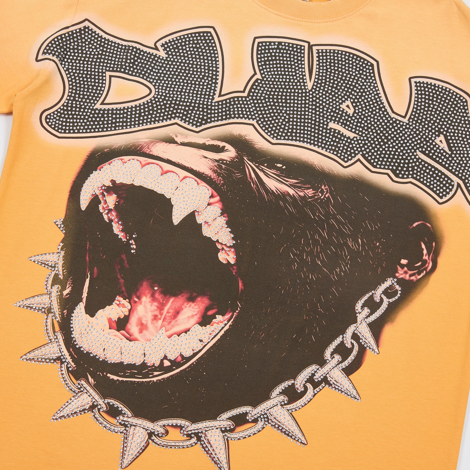 DUAA Roaring Gorilla Rhinestone Gradient Orange T-Shirt