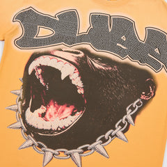 DUAA Roaring Gorilla Rhinestone Gradient Orange T-Shirt