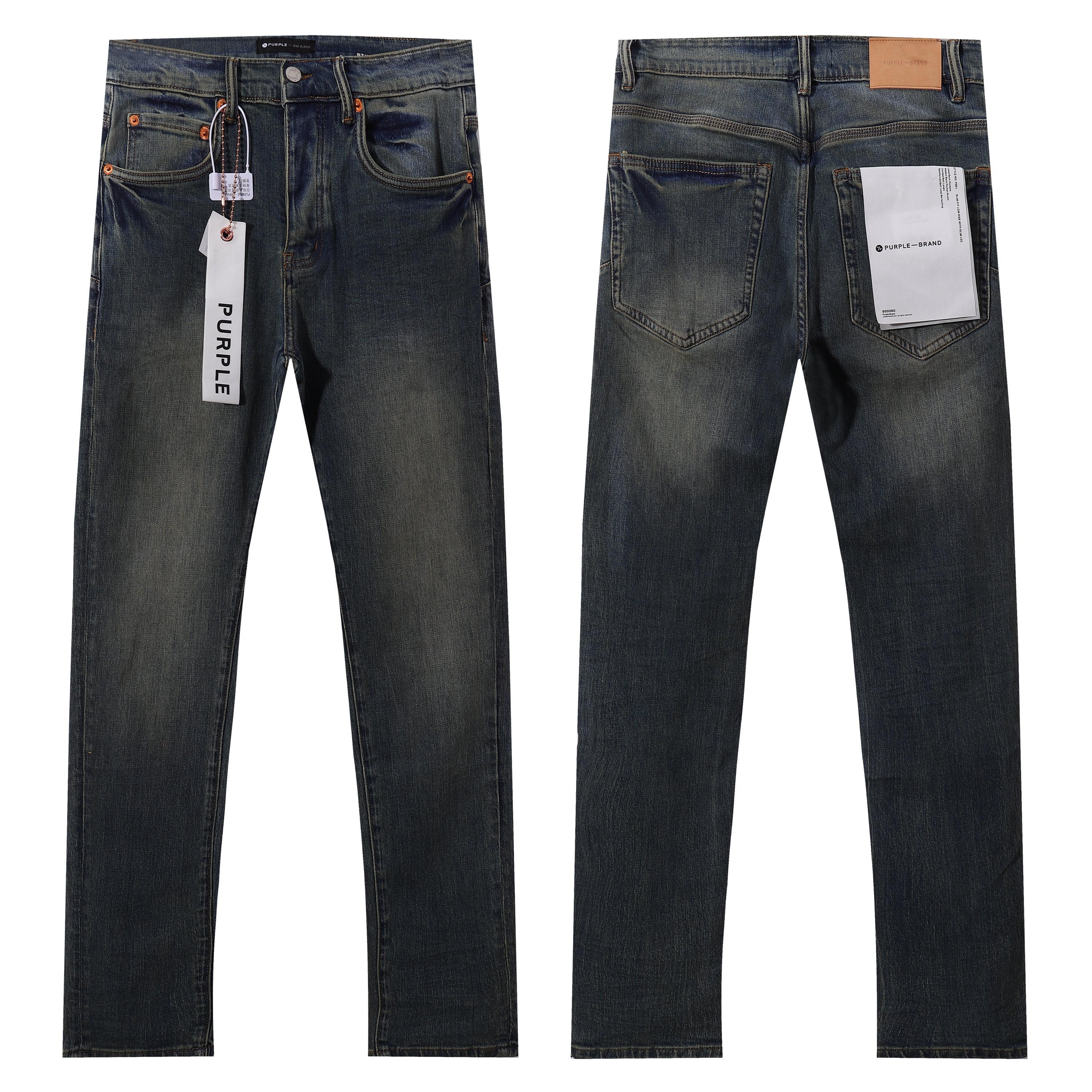 Purple‑Brand Dark Retro Faded Straight Leg Jeans