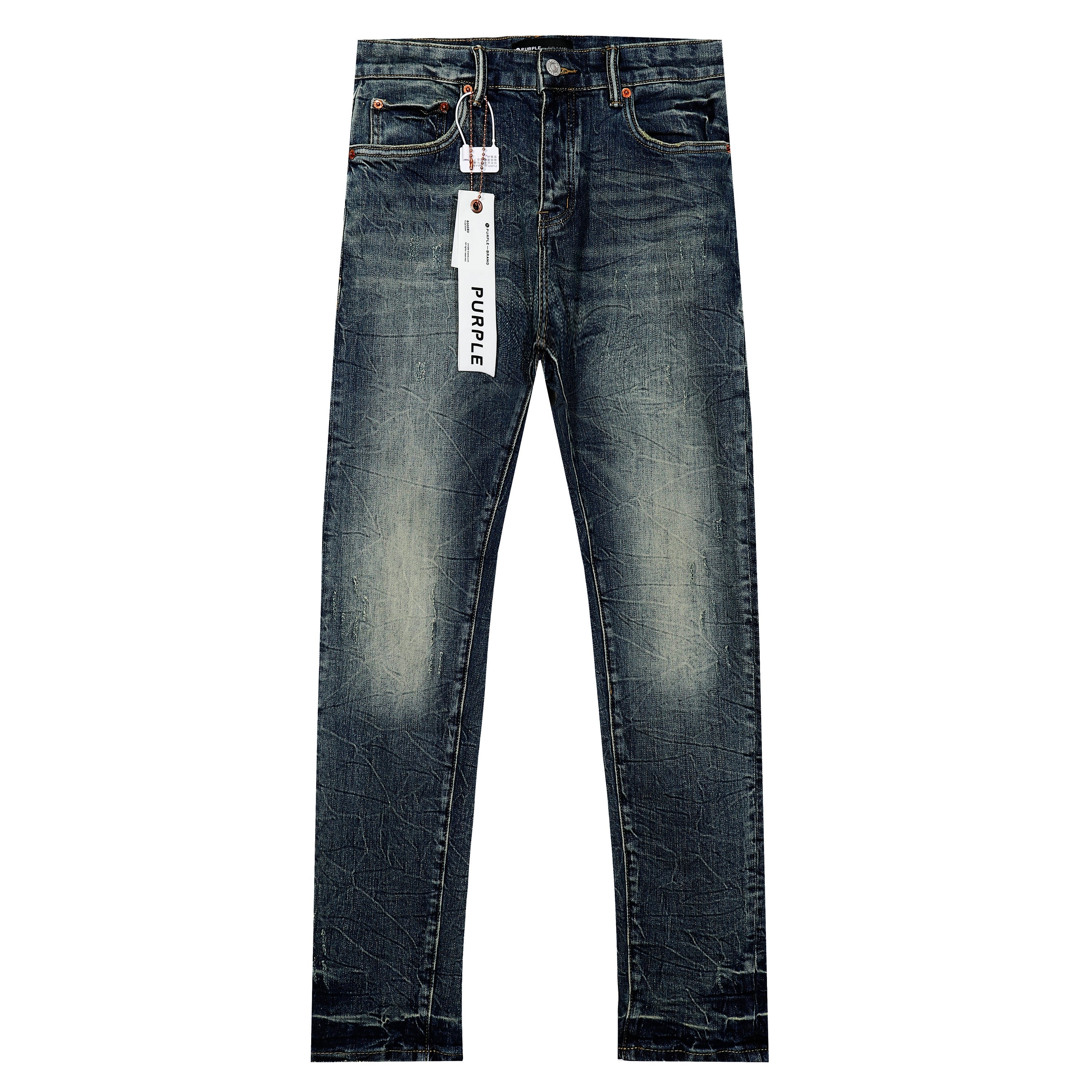 Purple‑Brand Vintage Full Crack Texture Straight Leg Jeans