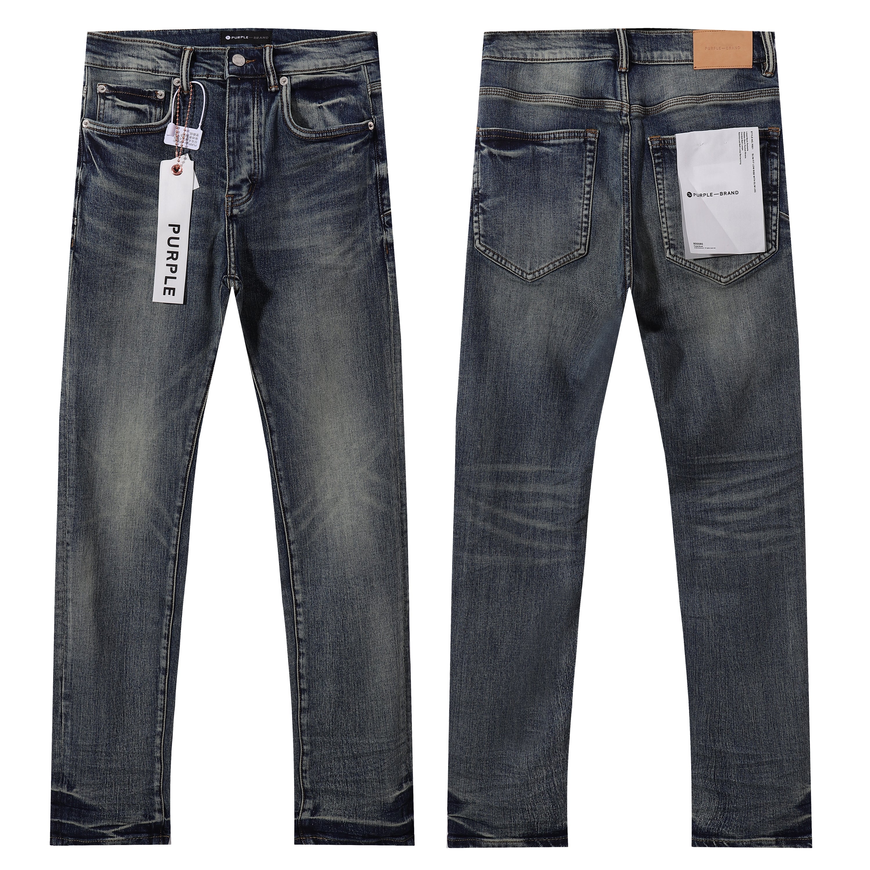 Purple‑Brand Mid‑Tone Vintage Whisker Straight Leg Jeans