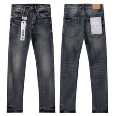Purple‑Brand Mid‑Tone Vintage Whisker Straight Leg Jeans