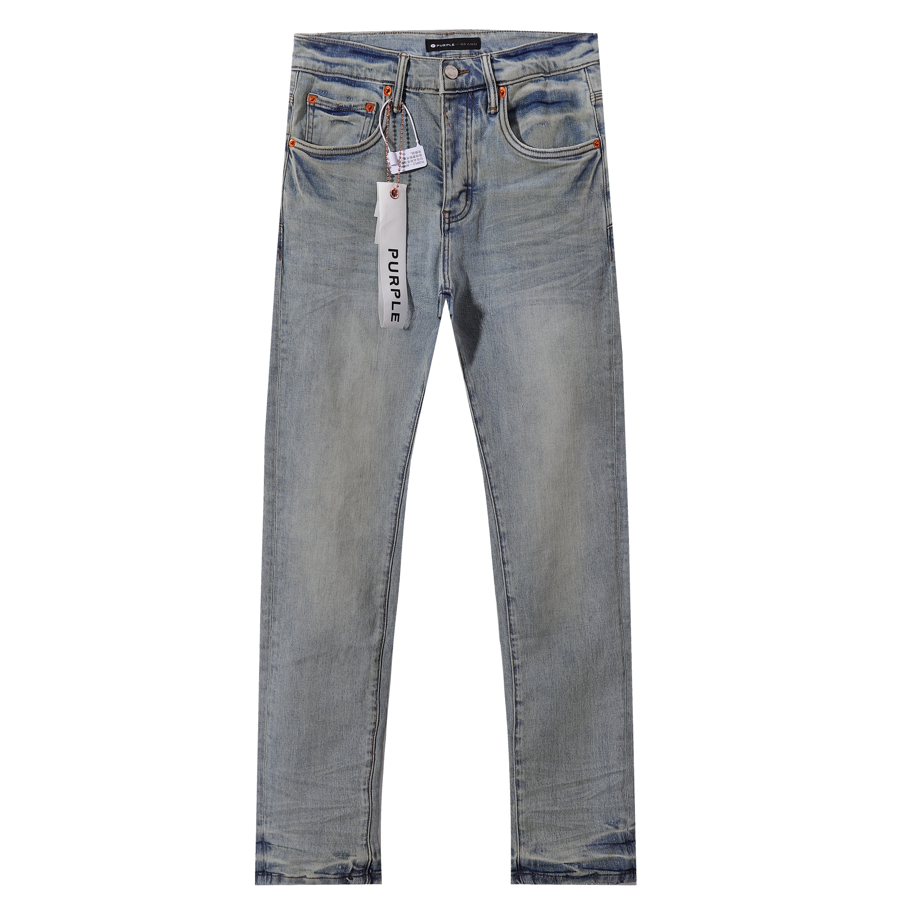 Purple‑Brand Light Vintage Wash Straight Leg Jeans