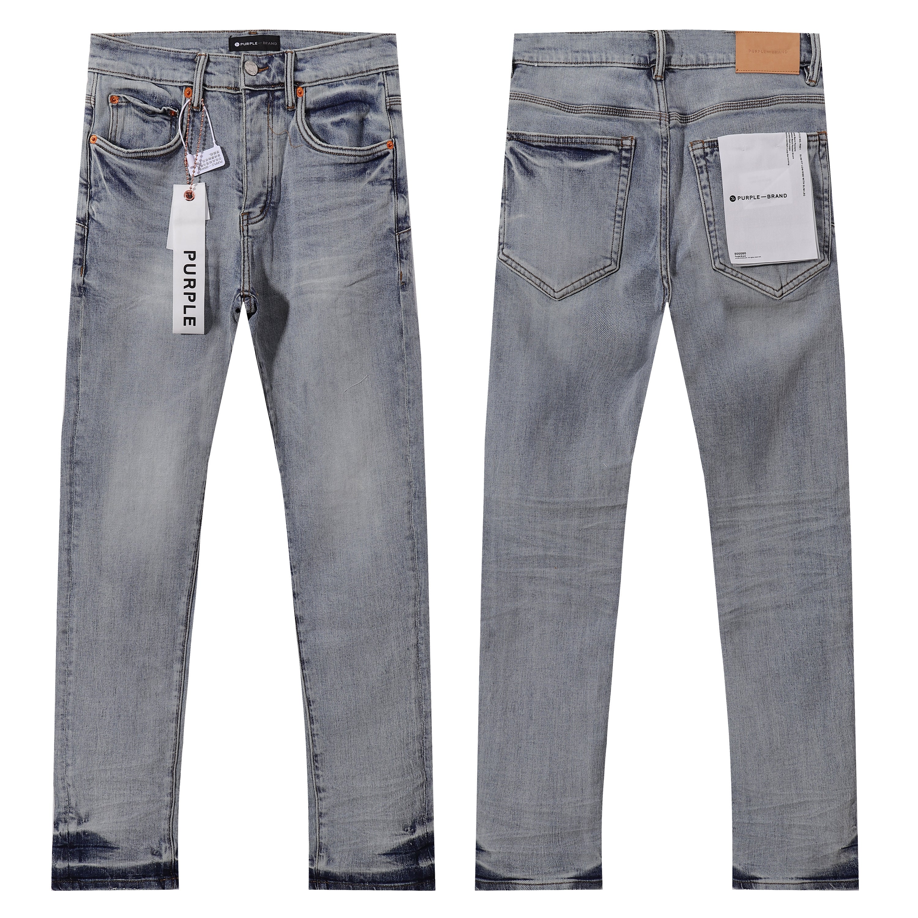 Purple‑Brand Light Vintage Gradient Hem Straight Leg Jeans
