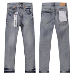 Purple‑Brand Light Vintage Gradient Hem Straight Leg Jeans