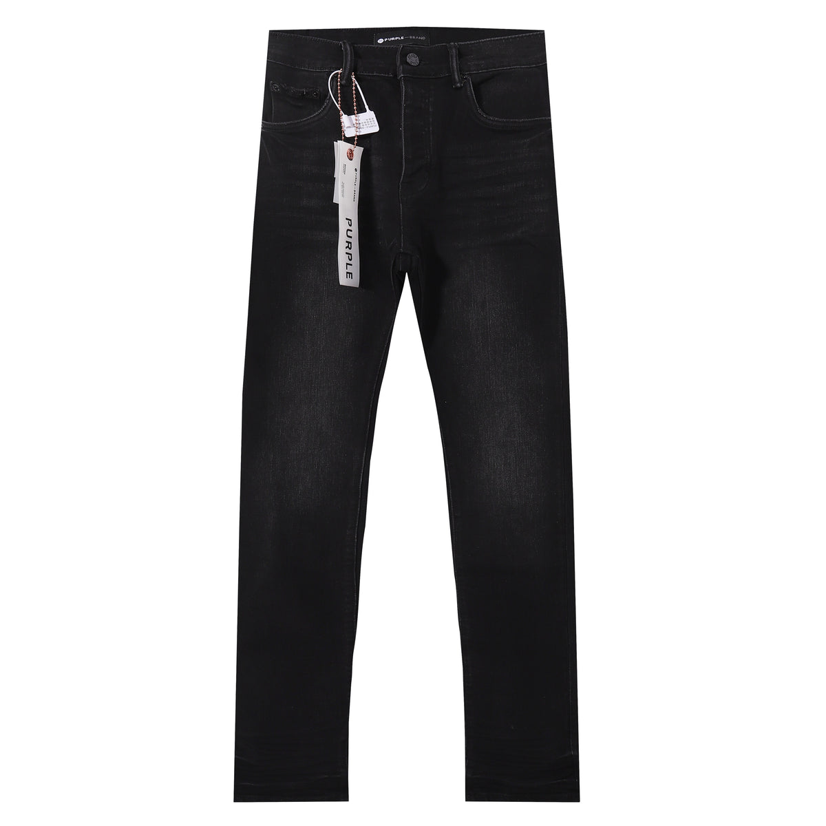 Purple‑Brand Black Shadow Whisker Wash Straight Leg Jeans