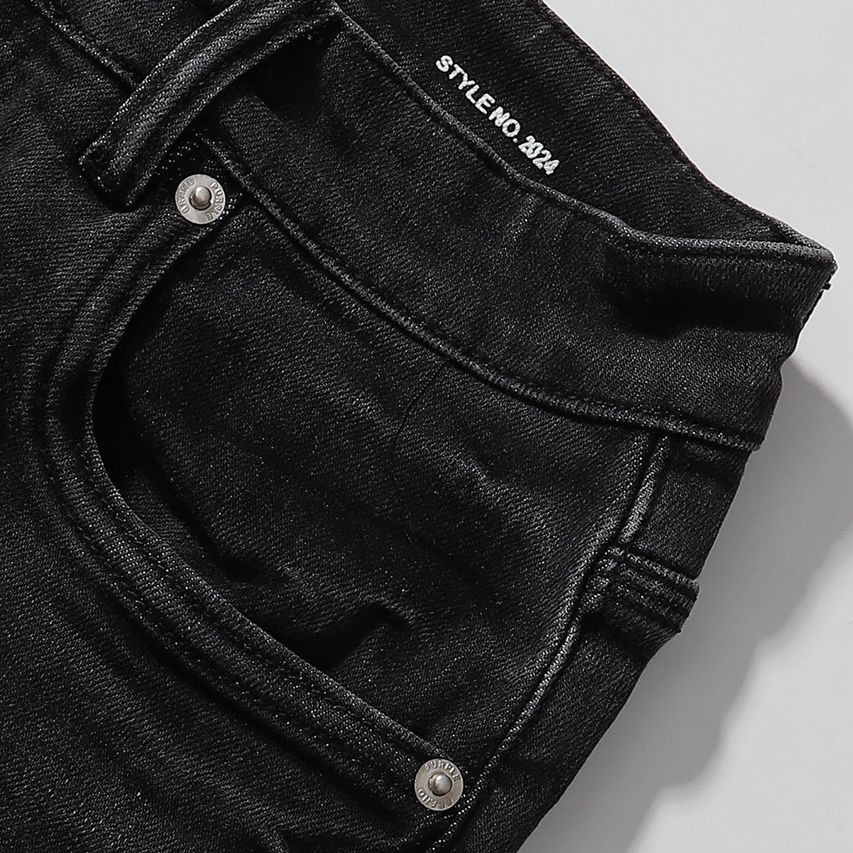 Purple‑Brand Black Faded Minimal Slit Rip Straight Leg Jeans