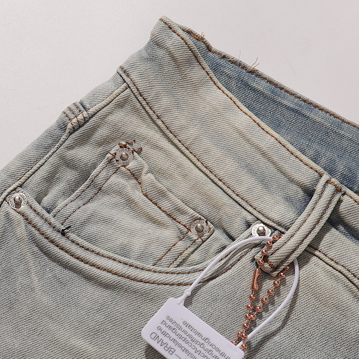 Purple‑Brand Bleach Wash Embossed Monogram Straight Jeans