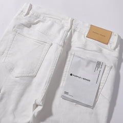 Purple‑Brand White Cargo Straight Leg Jeans