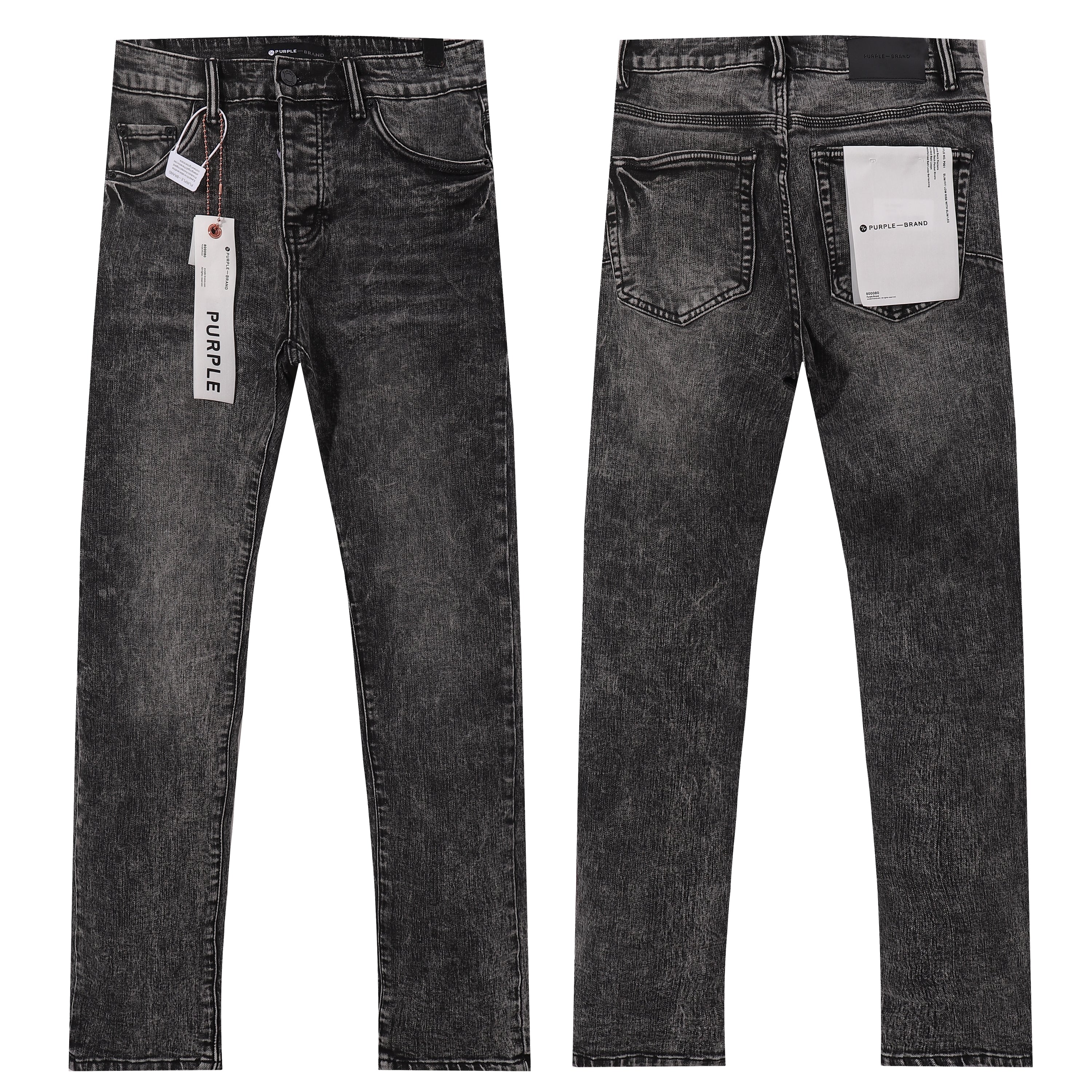 Purple‑Brand Black Acid Wash Straight Denim Jeans