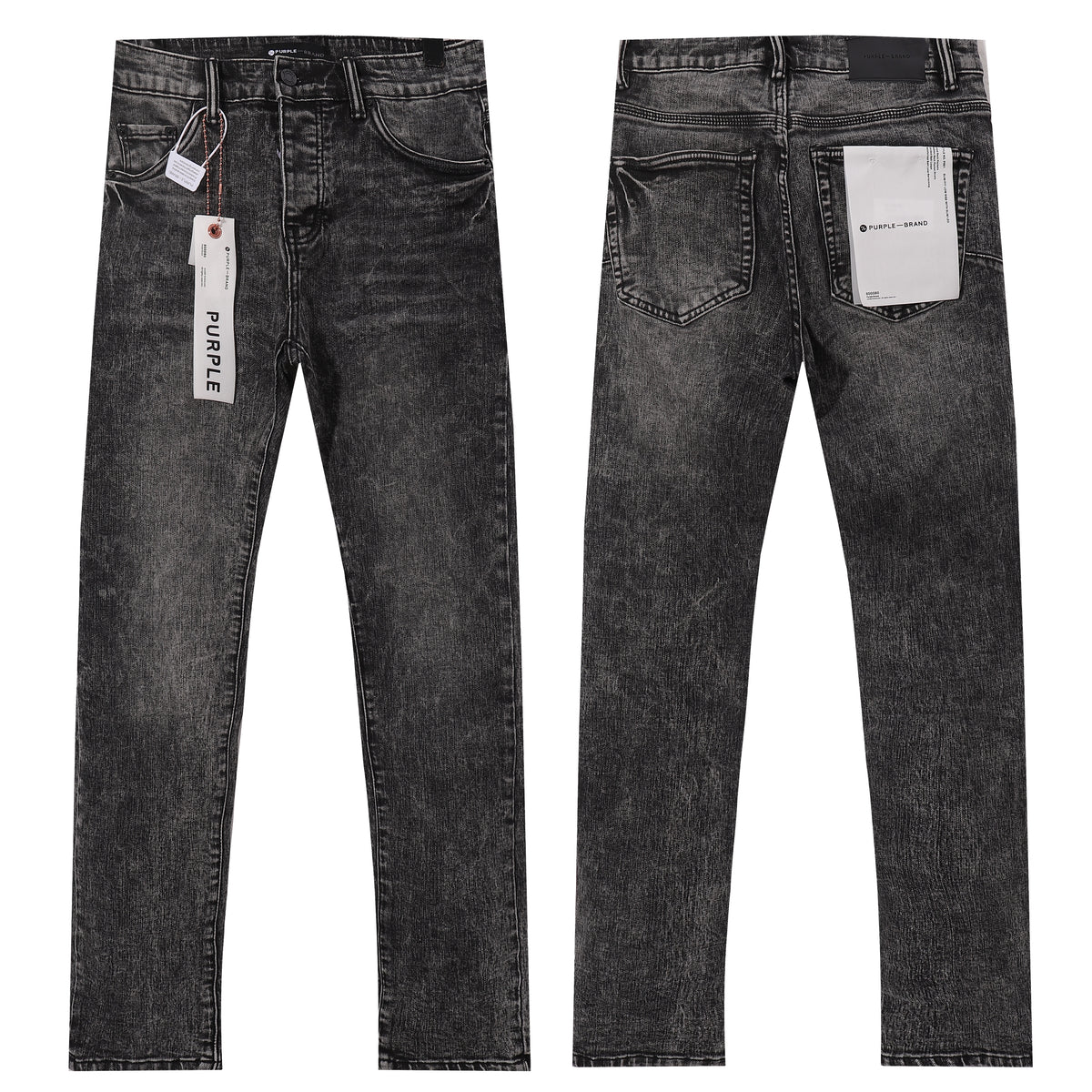 Purple‑Brand Black Acid Wash Straight Denim Jeans