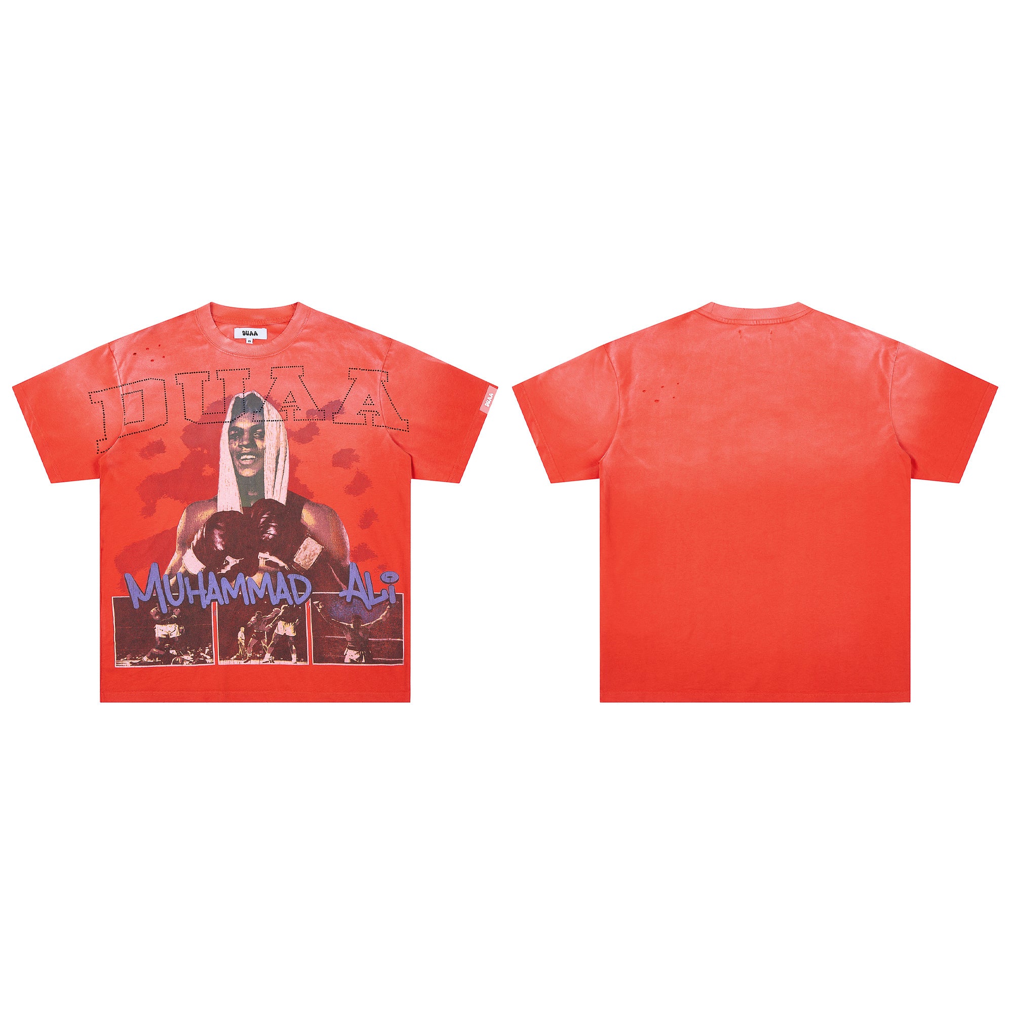 DUAA Muhammad Ali Boxing Legend Vintage Red Distressed Washed T-Shirt