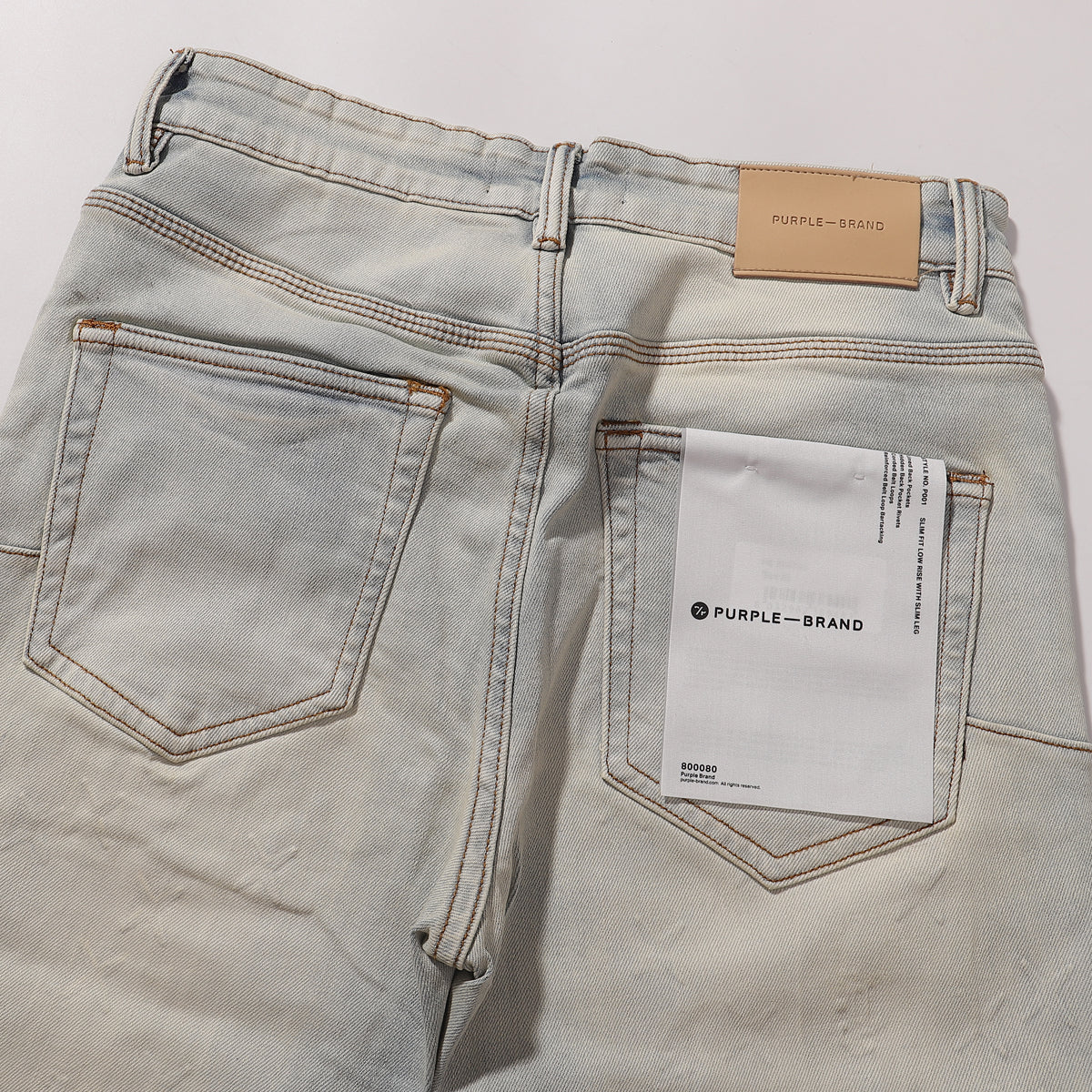 Purple‑Brand Bleach Wash Embossed Monogram Straight Jeans