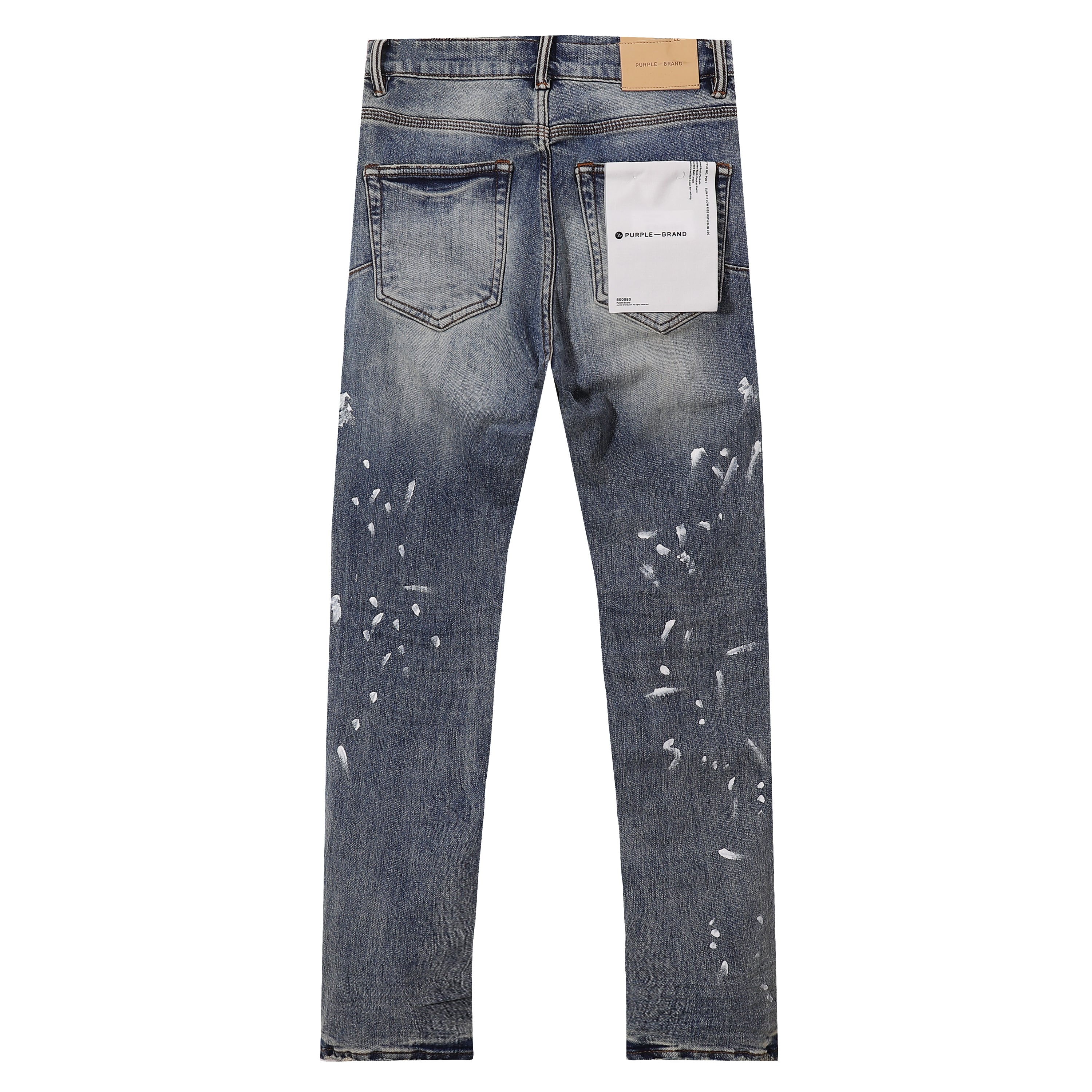 Purple‑Brand Vintage Blue White Paint Splatter Straight Jeans
