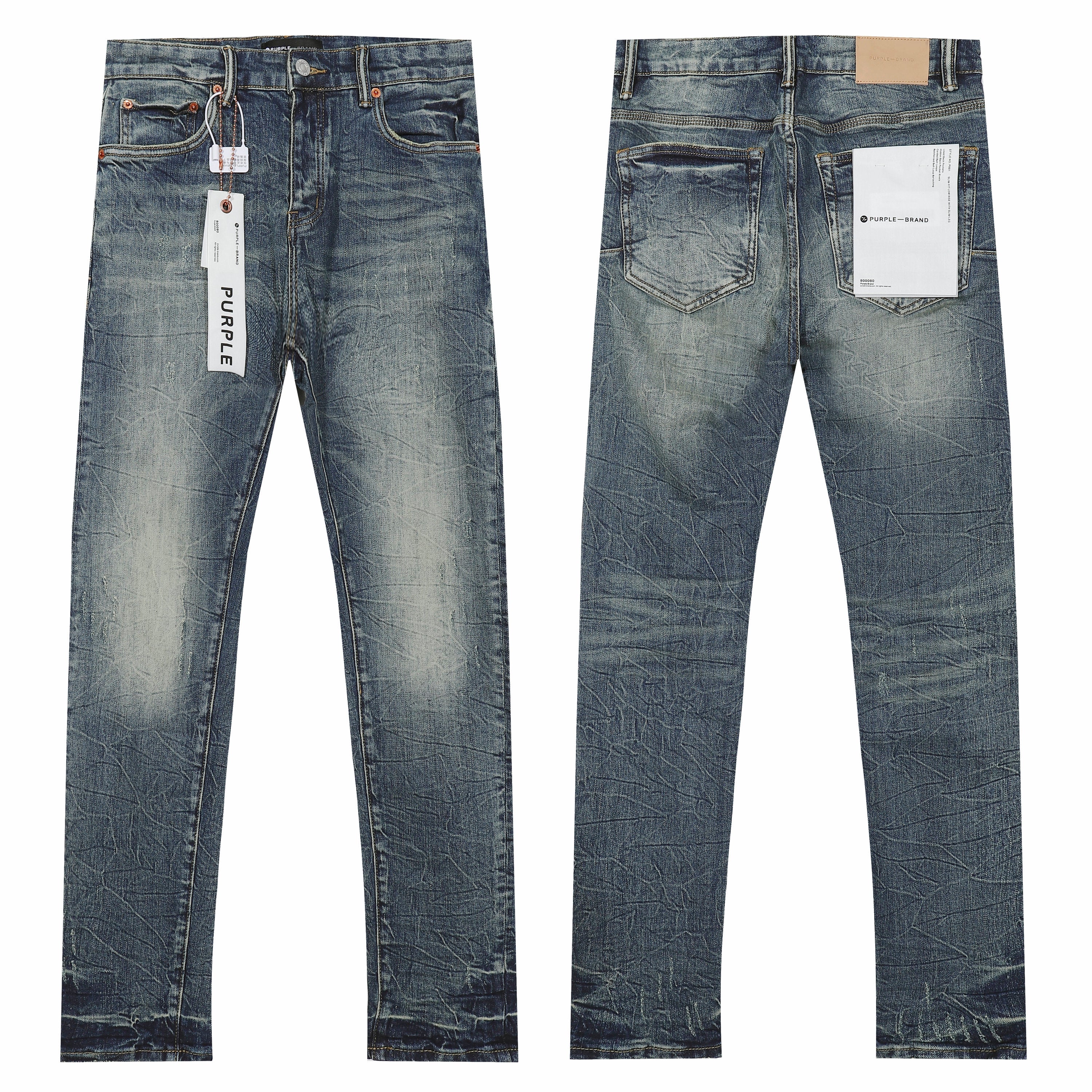 Purple‑Brand Vintage Full Crack Texture Straight Leg Jeans