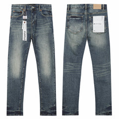 Purple‑Brand Vintage Full Crack Texture Straight Leg Jeans