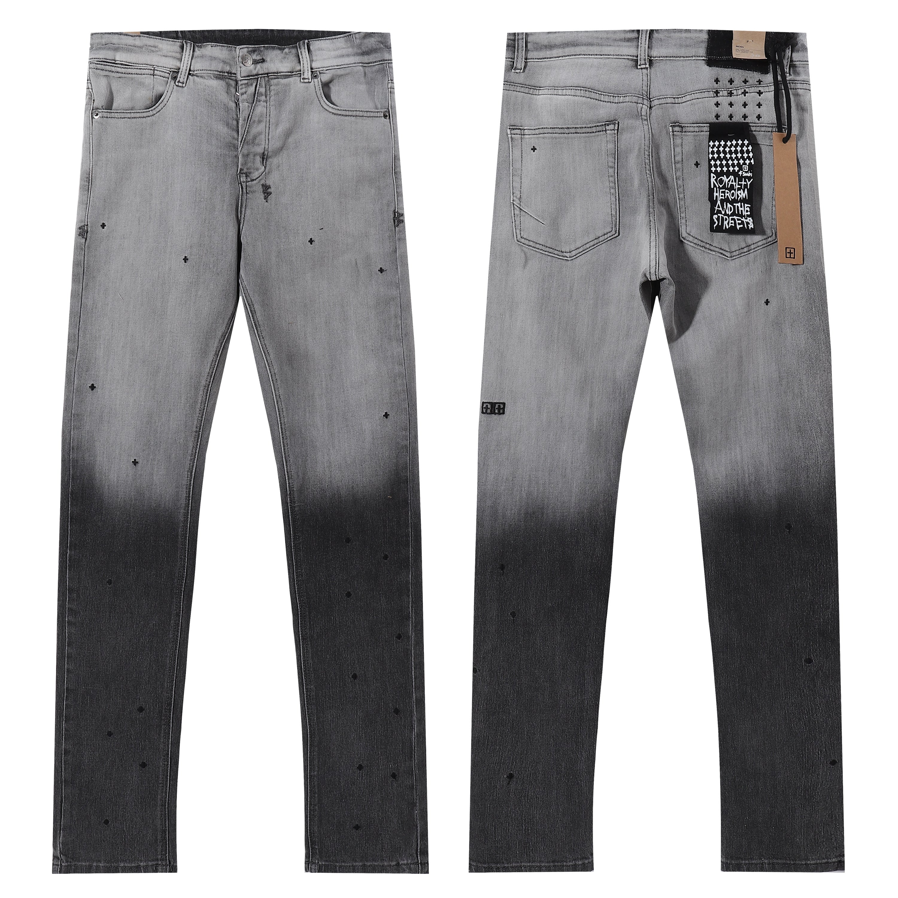 Ksubi Gradient DIP Dye Cross Print Slim Jeans