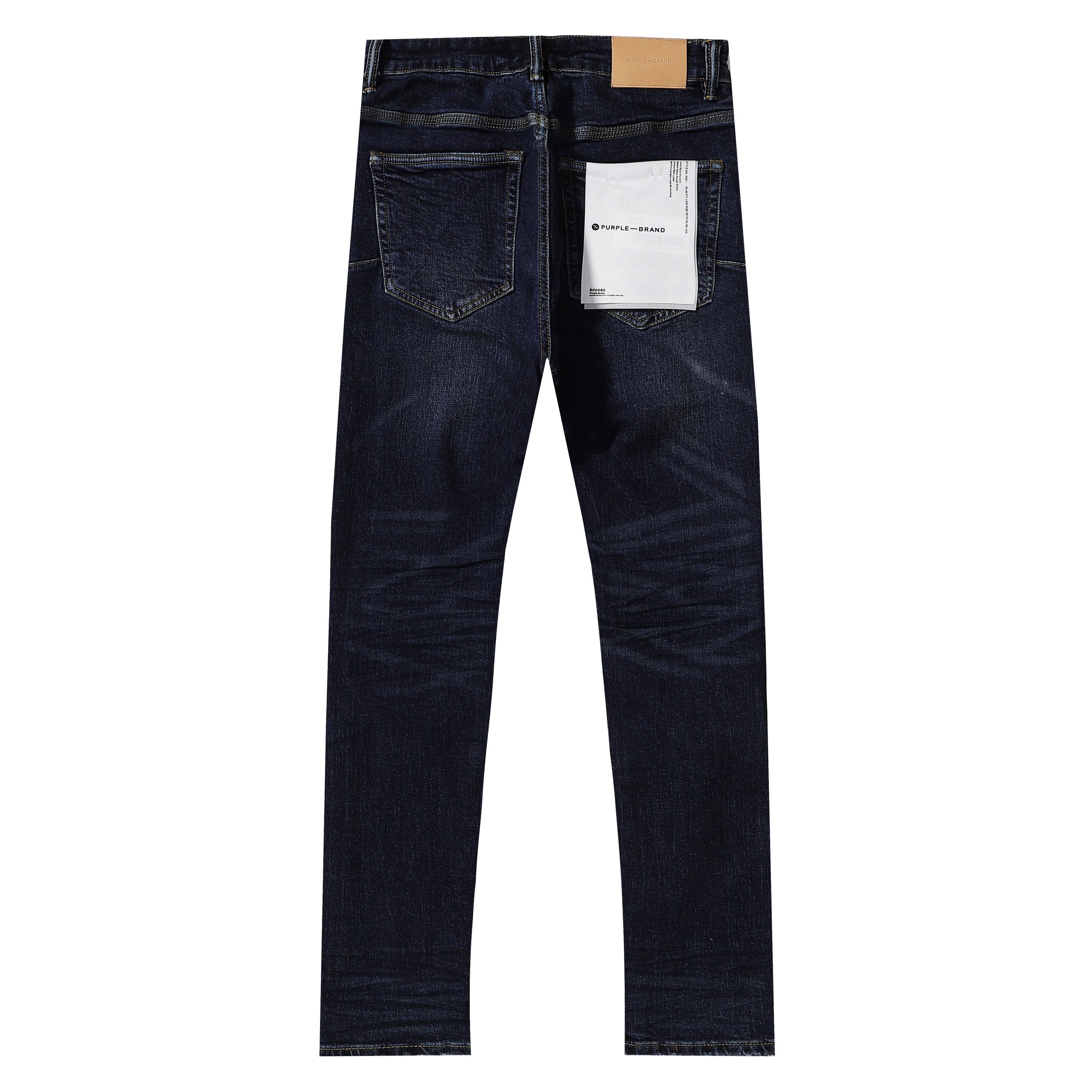 Purple‑Brand Raw Dark Indigo Whisker Straight Leg Jeans