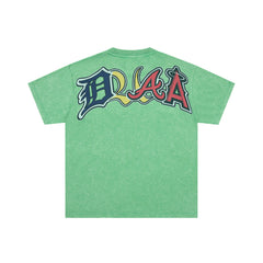DUAA Vintage Washed Baseball Graphic Green T-Shirt