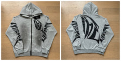Mixed Emotion Grey Zip Hoodie – Black Art Print