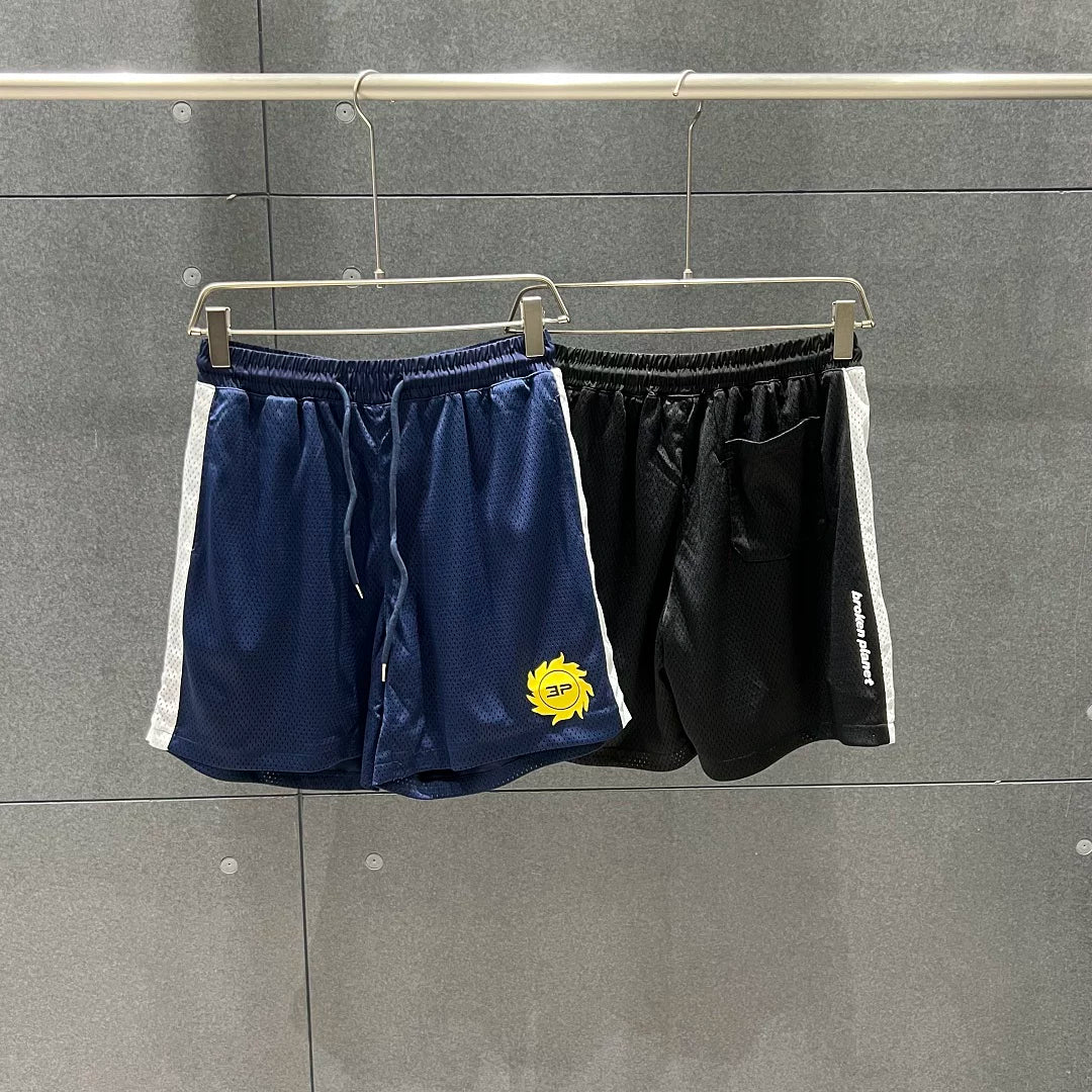 Broken Planet Sun Logo Side Stripe Mesh Shorts‑2 Colors