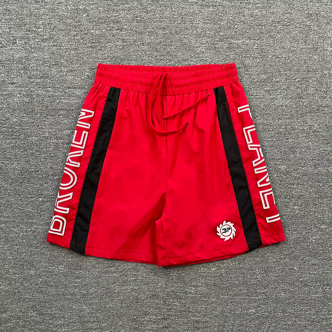 Broken Planet Side Letter Print Color‑Block Sport Shorts (4 Colors)
