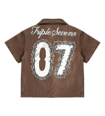 Triple Sevens Nylon Button Up Tee Brown