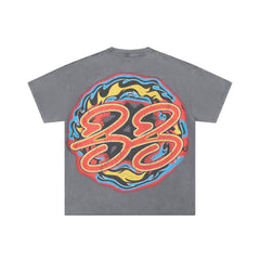 DUAA DUMAAWEAR Angry Bull Flame Vintage Washed Graphic T-Shirt
