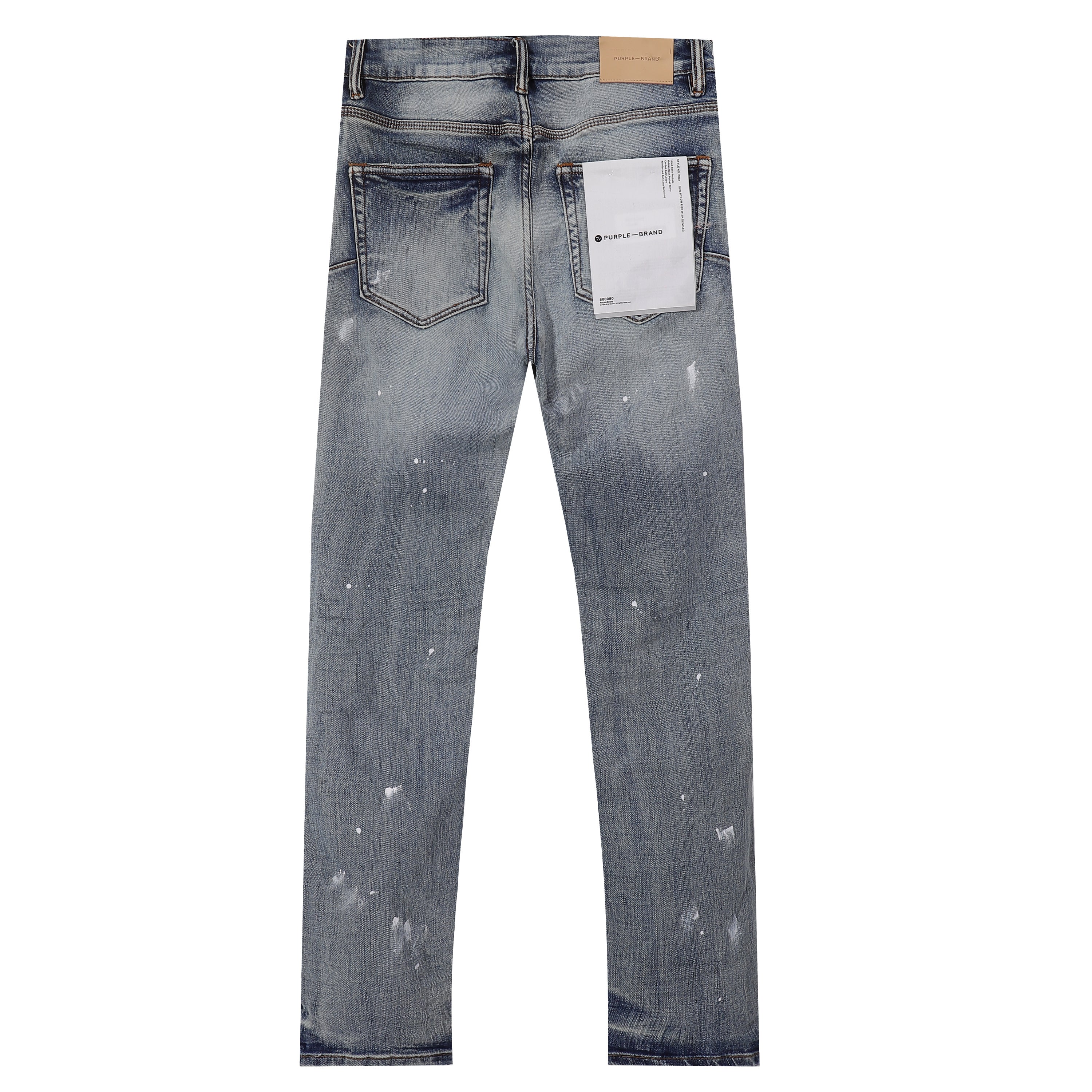 Purple‑Brand Light Wash Ripped Repair White Paint Splatter Straight Jeans