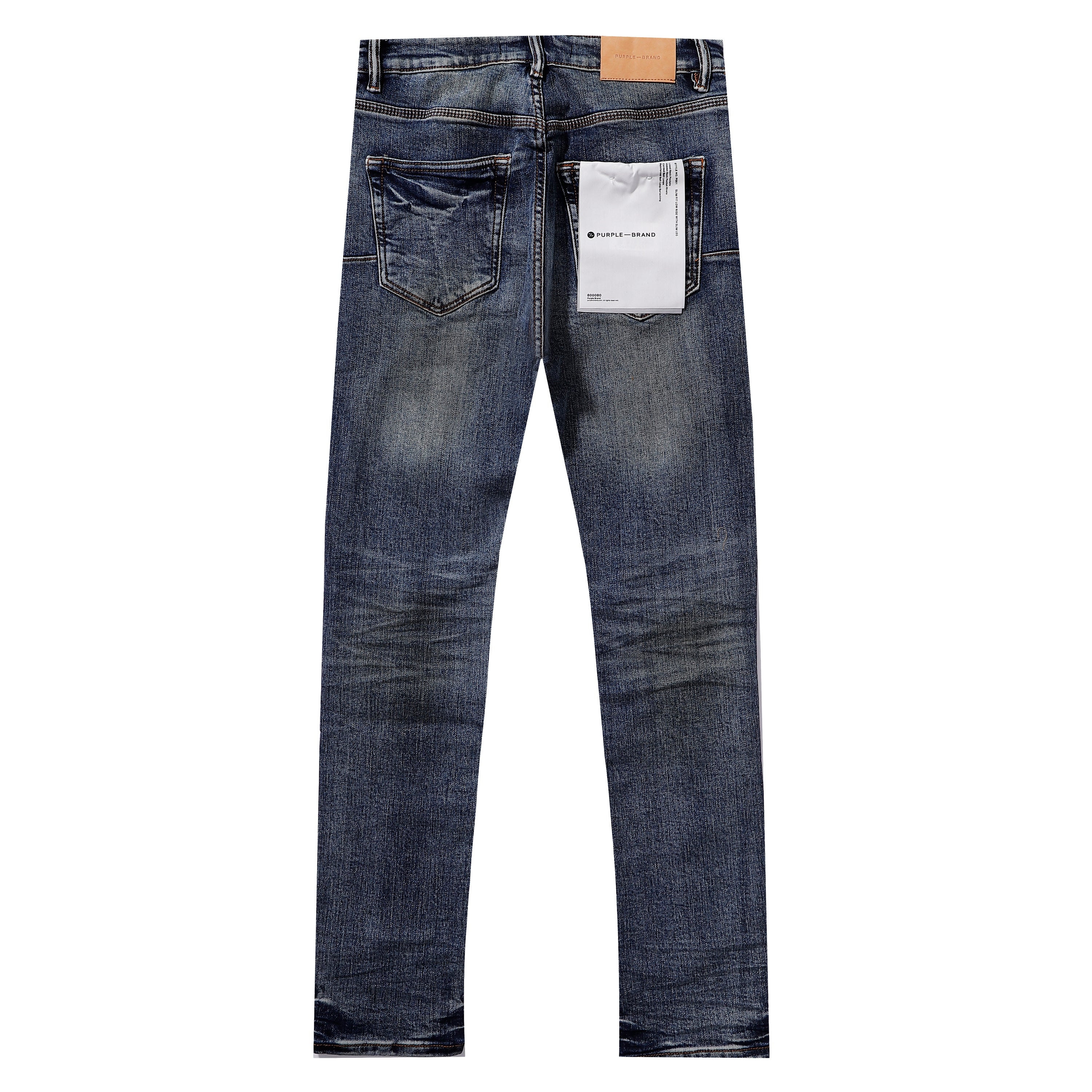 Purple‑Brand Multi‑Spot Distressed Ripped Faded Straight Leg Jeans