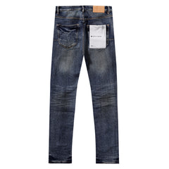 Purple‑Brand Multi‑Spot Distressed Ripped Faded Straight Leg Jeans