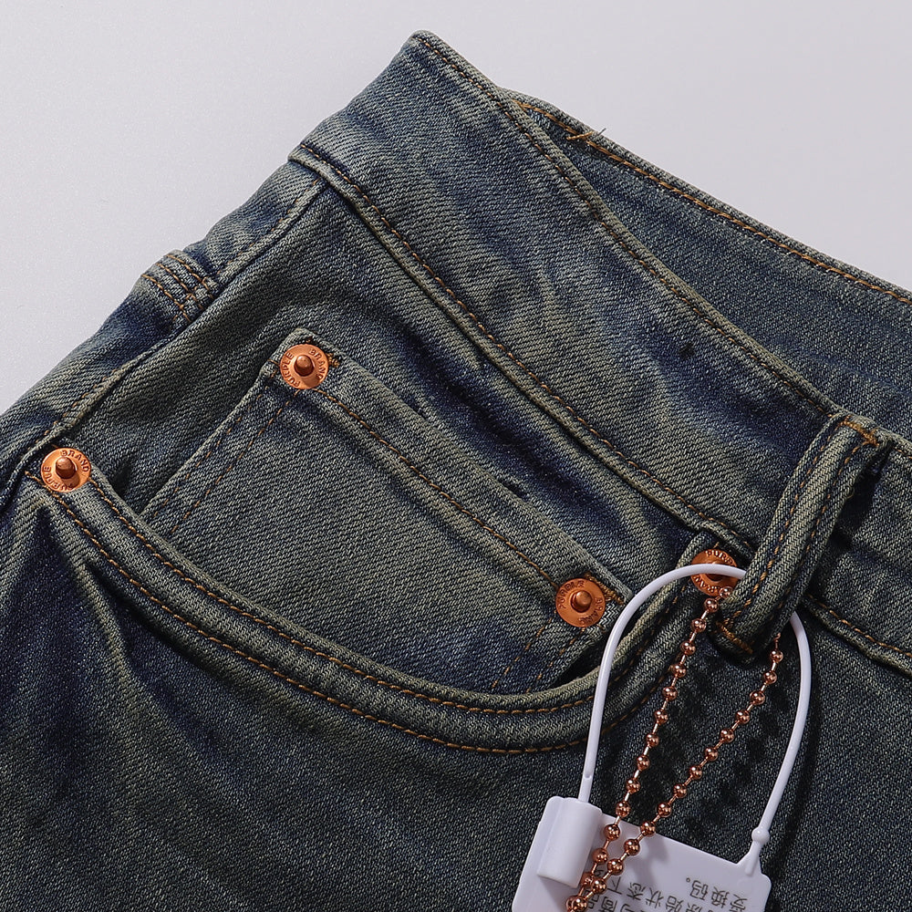 Purple‑Brand Dark Retro Faded Straight Leg Jeans