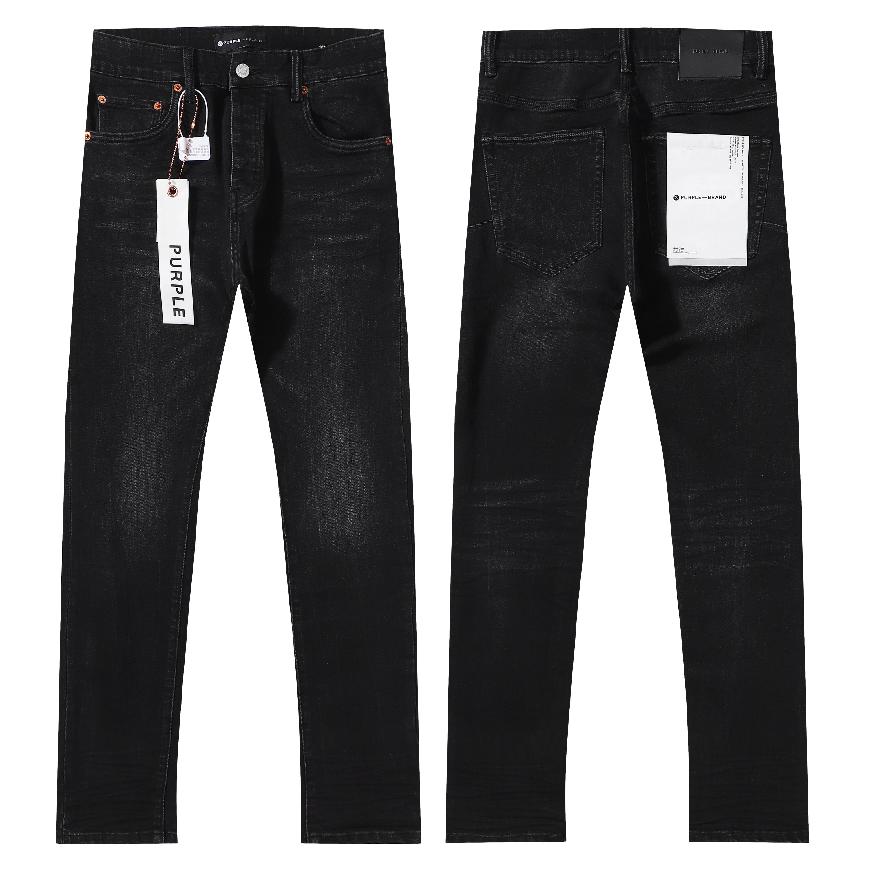 Purple‑Brand Black Gradient Whisker Straight Leg Jeans