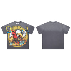 DUAA Basketball Eagle Cartoon Vintage Grey Washed T-Shirt