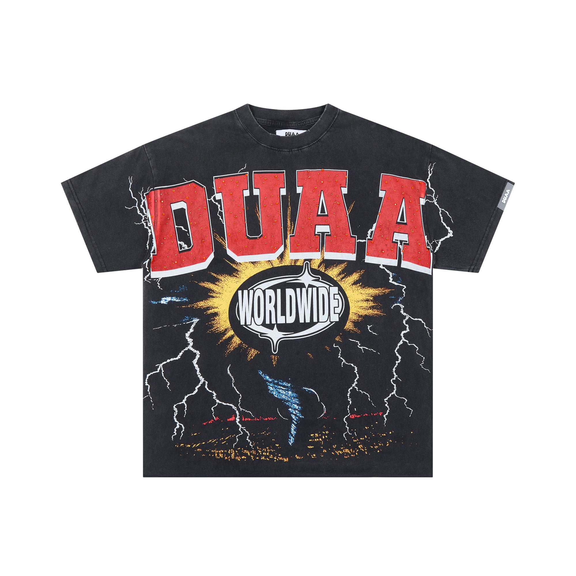 DUAA WORLDWIDE Lightning Vintage Black Washed T-Shirt