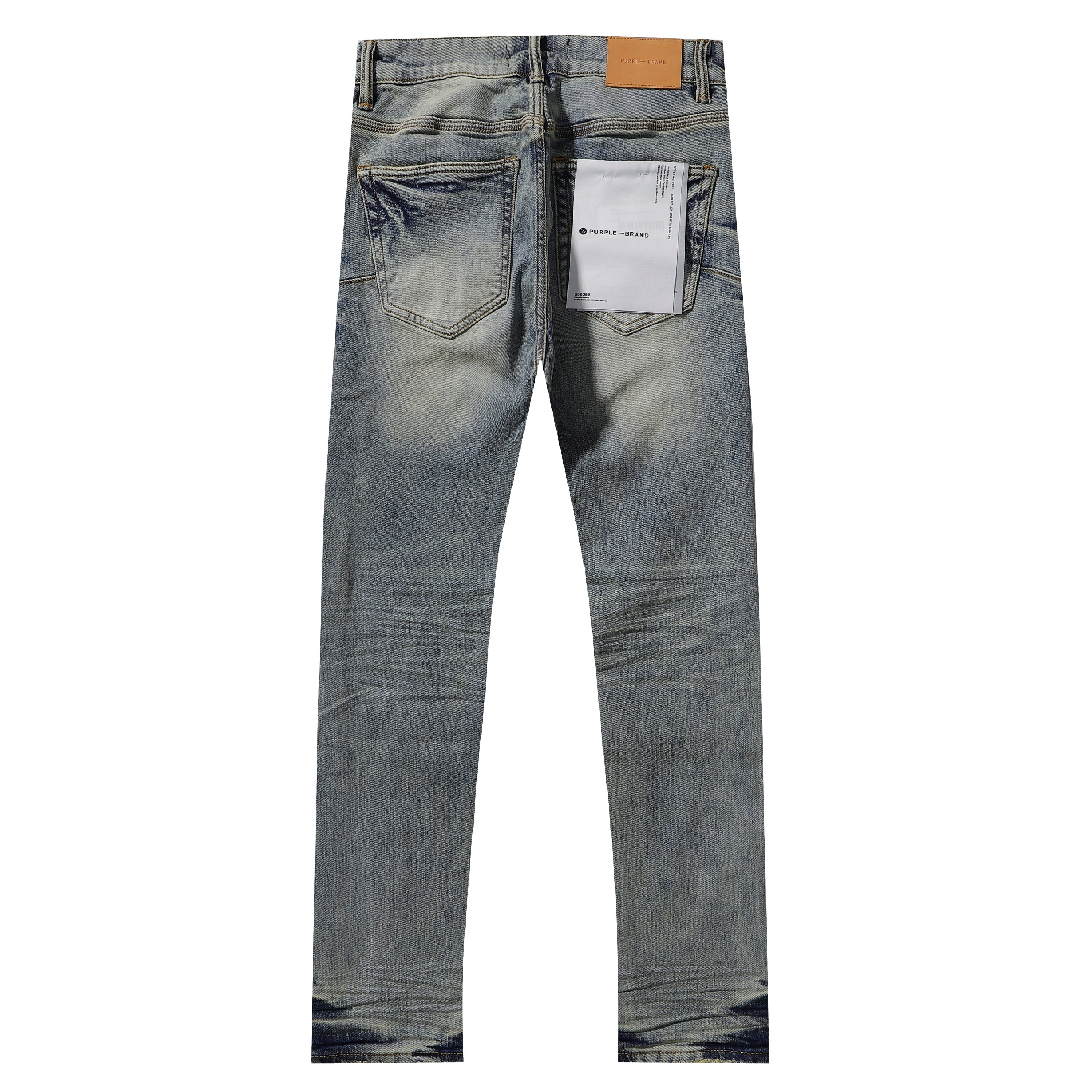 Purple‑Brand Vintage Faded Sand Wash Straight Leg Denim Jeans