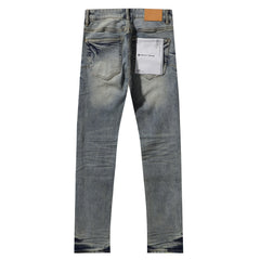 Purple‑Brand Vintage Faded Sand Wash Straight Leg Denim Jeans