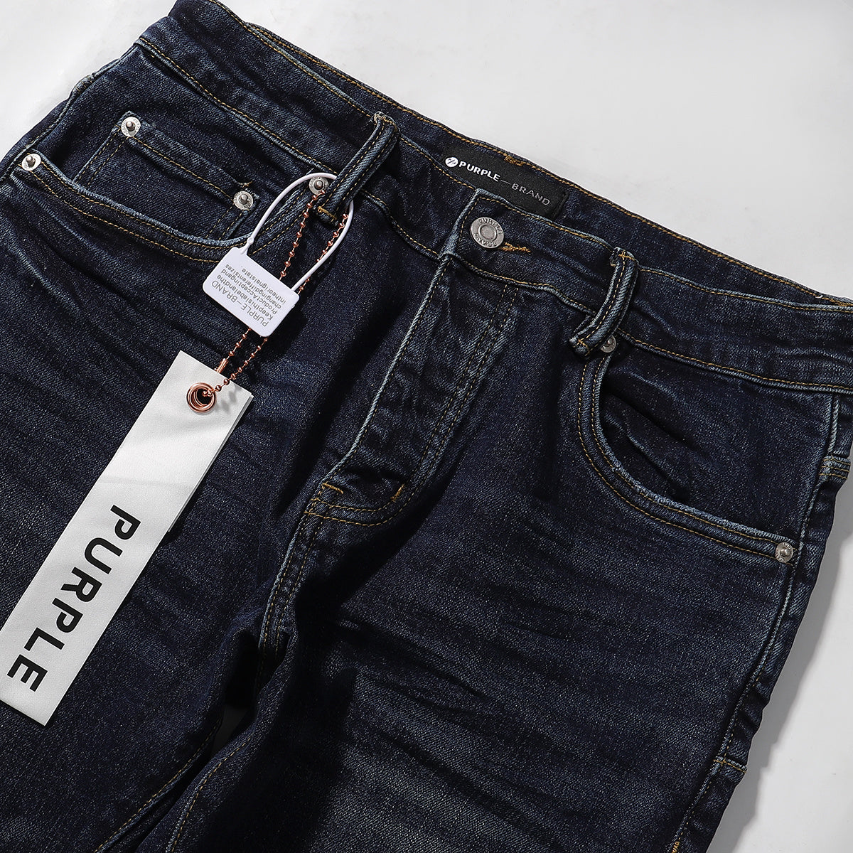 Purple‑Brand Raw Dark Indigo Whisker Straight Leg Jeans