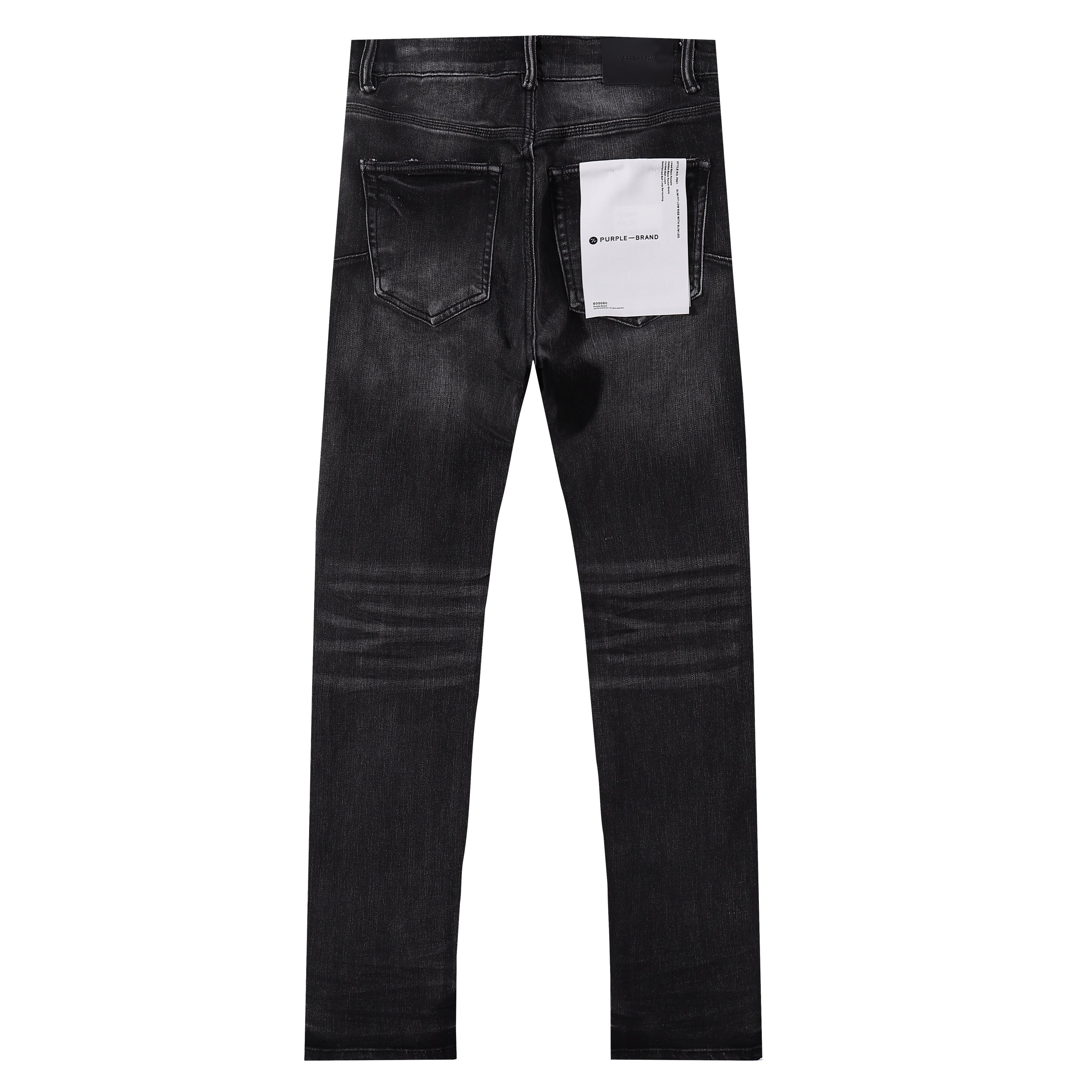 Purple‑Brand Black Faded Printed Distressed Straight Leg Jeans