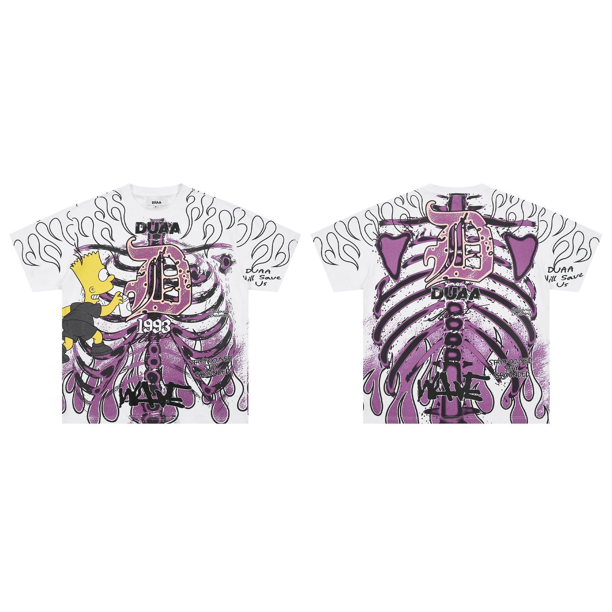 DUAA Skeleton Bart All Over Print Vintage T-Shirt