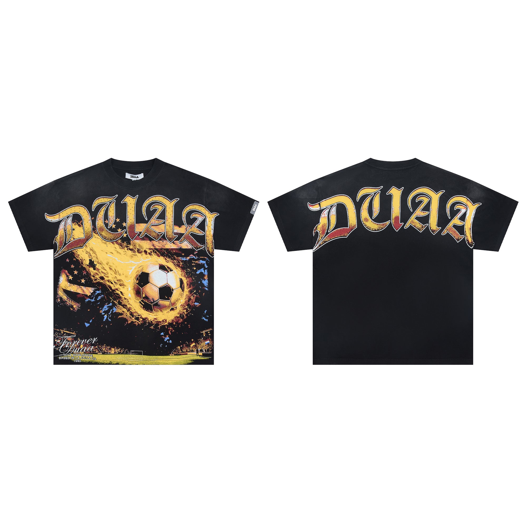 DUAA Flaming Soccer Vintage Graphic T-Shirt