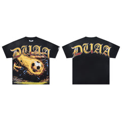 DUAA Flaming Soccer Vintage Graphic T-Shirt