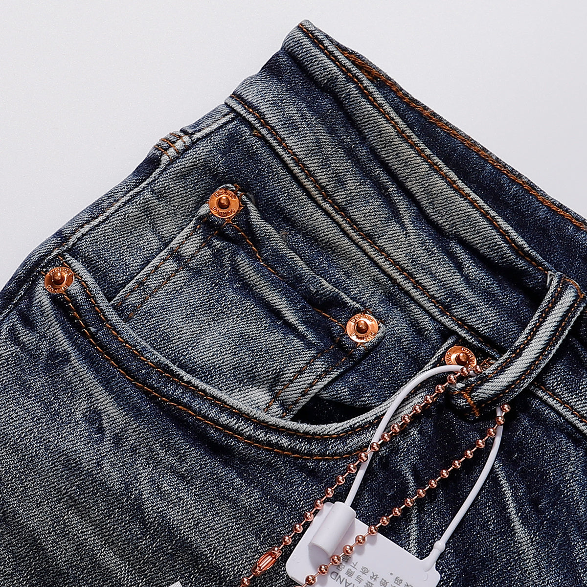 Purple‑Brand Multi‑Spot Distressed Ripped Faded Straight Leg Jeans