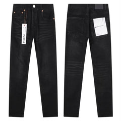 Purple‑Brand Black Faded Whisker Straight Leg Jeans