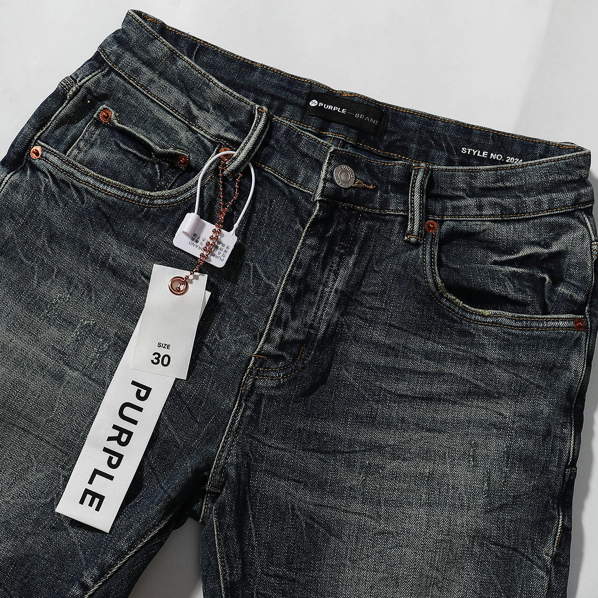 Purple‑Brand Vintage Full Crack Texture Straight Leg Jeans
