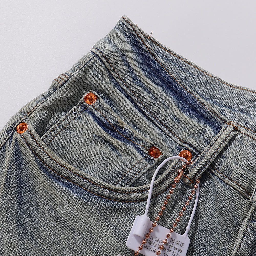 Purple‑Brand Light Vintage Wash Straight Leg Jeans