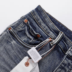 Purple‑Brand Gradient Dip‑Dye Knee Frayed Ripped Splatter Paint Straight Leg Jeans
