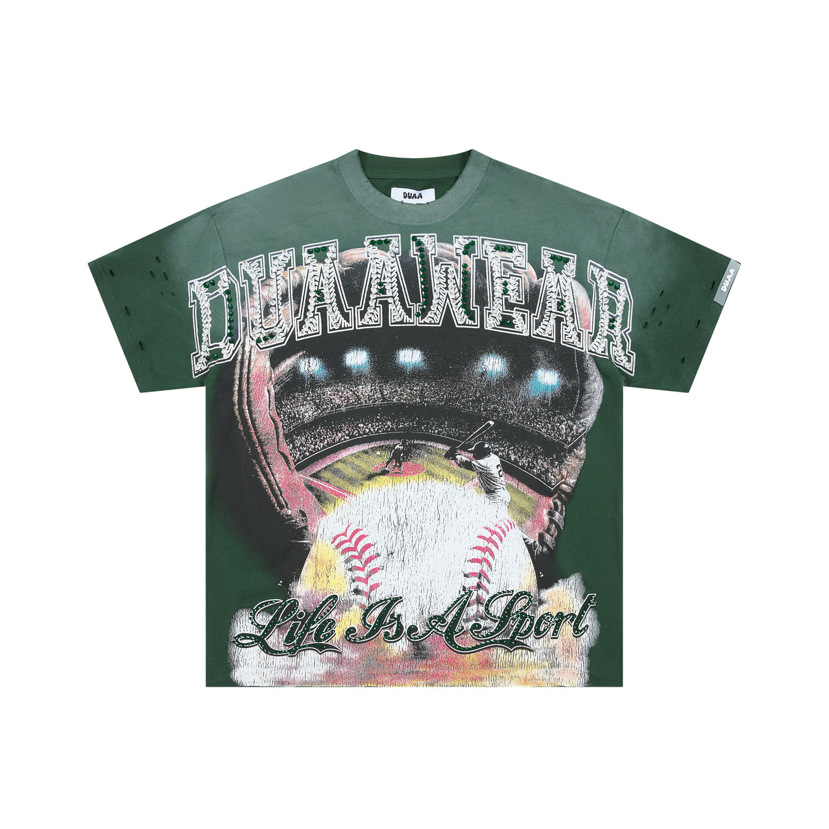 DUAA DUMAAWEAR Baseball Stadium Vintage Distressed Washed T-Shirt