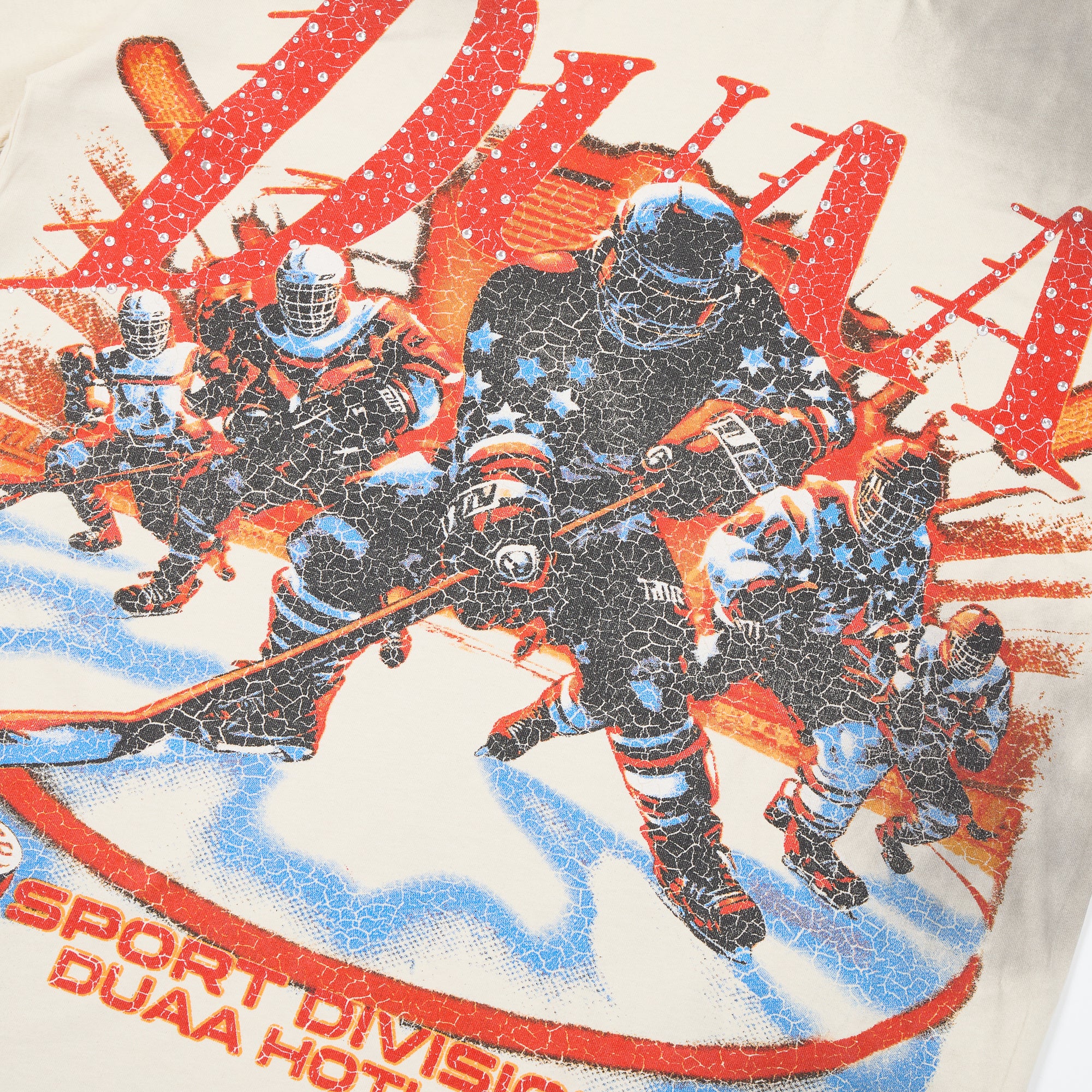 DUAA Sport Division Ice Hockey Vintage Off White Cloud Washed T-Shirt